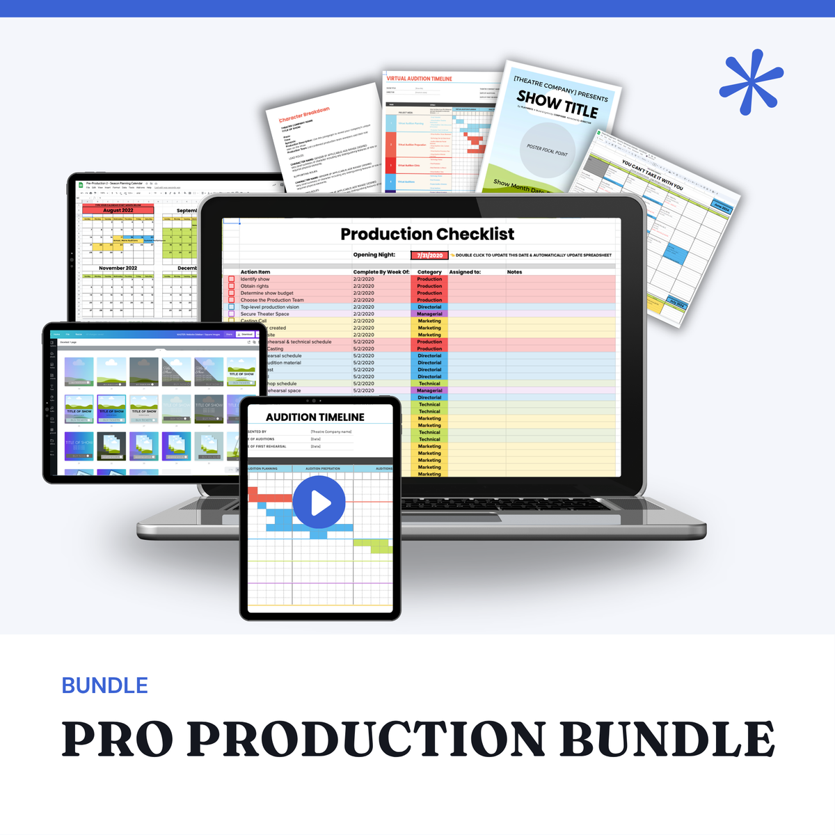 Pro Production Bundle, over 100 theatre production templates from Theaterish