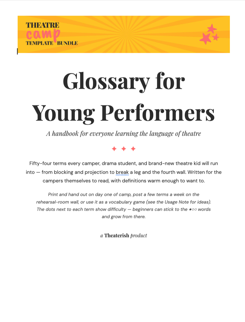 Theater Camp Template Bundle